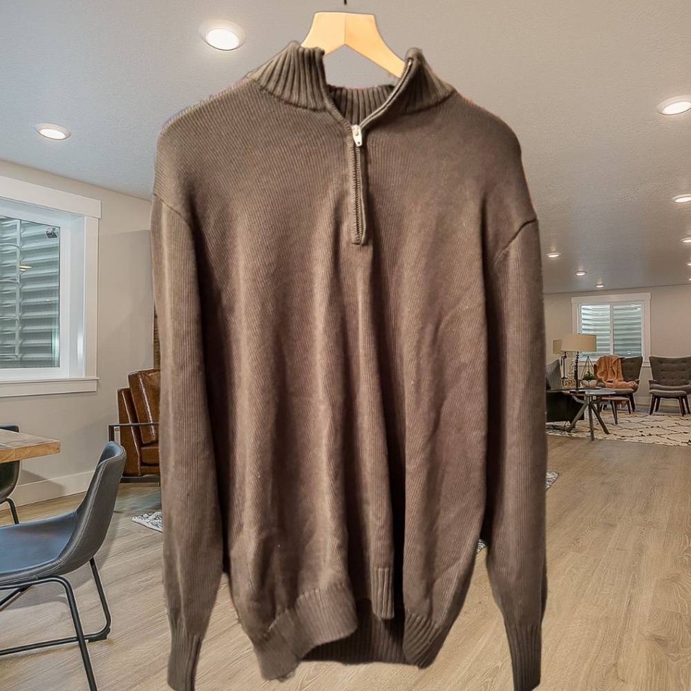 Sweater half zip olive green